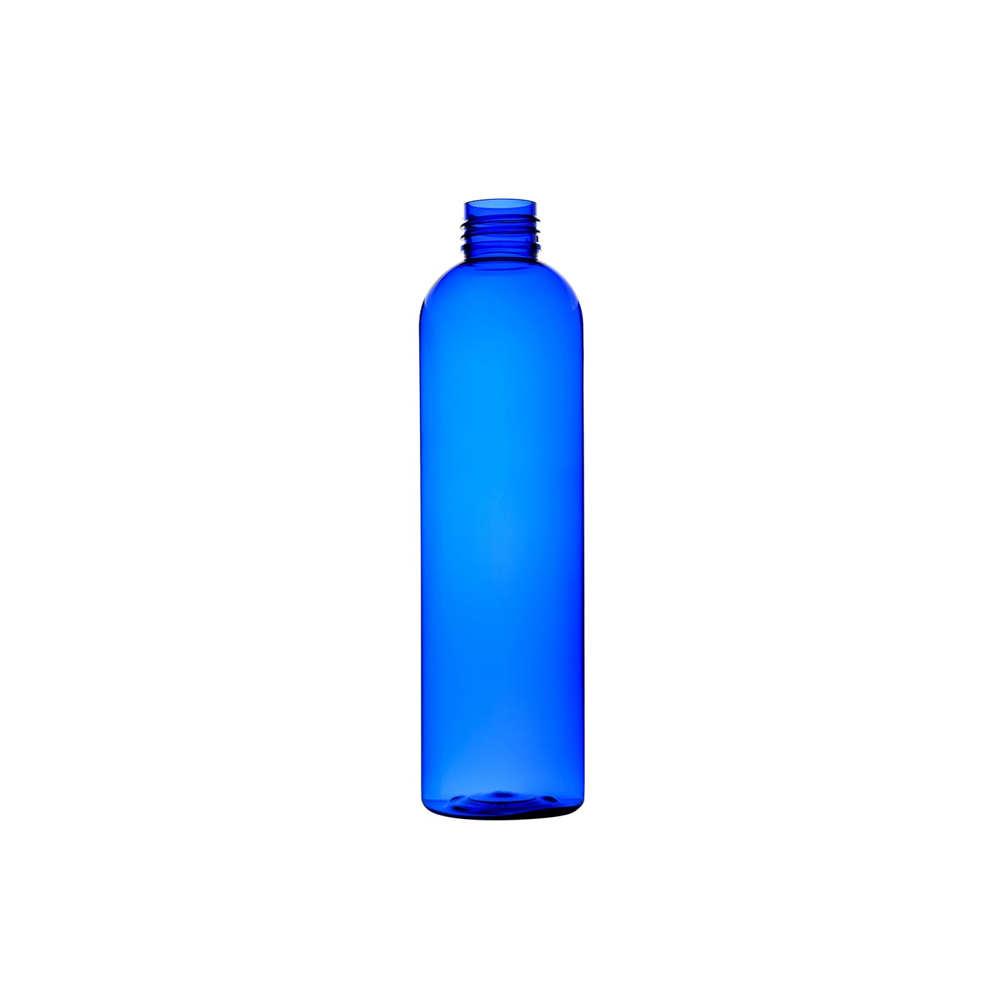 8 oz Cobalt Blue PET Cosmo Round Bottle 24-410 Neck Finish