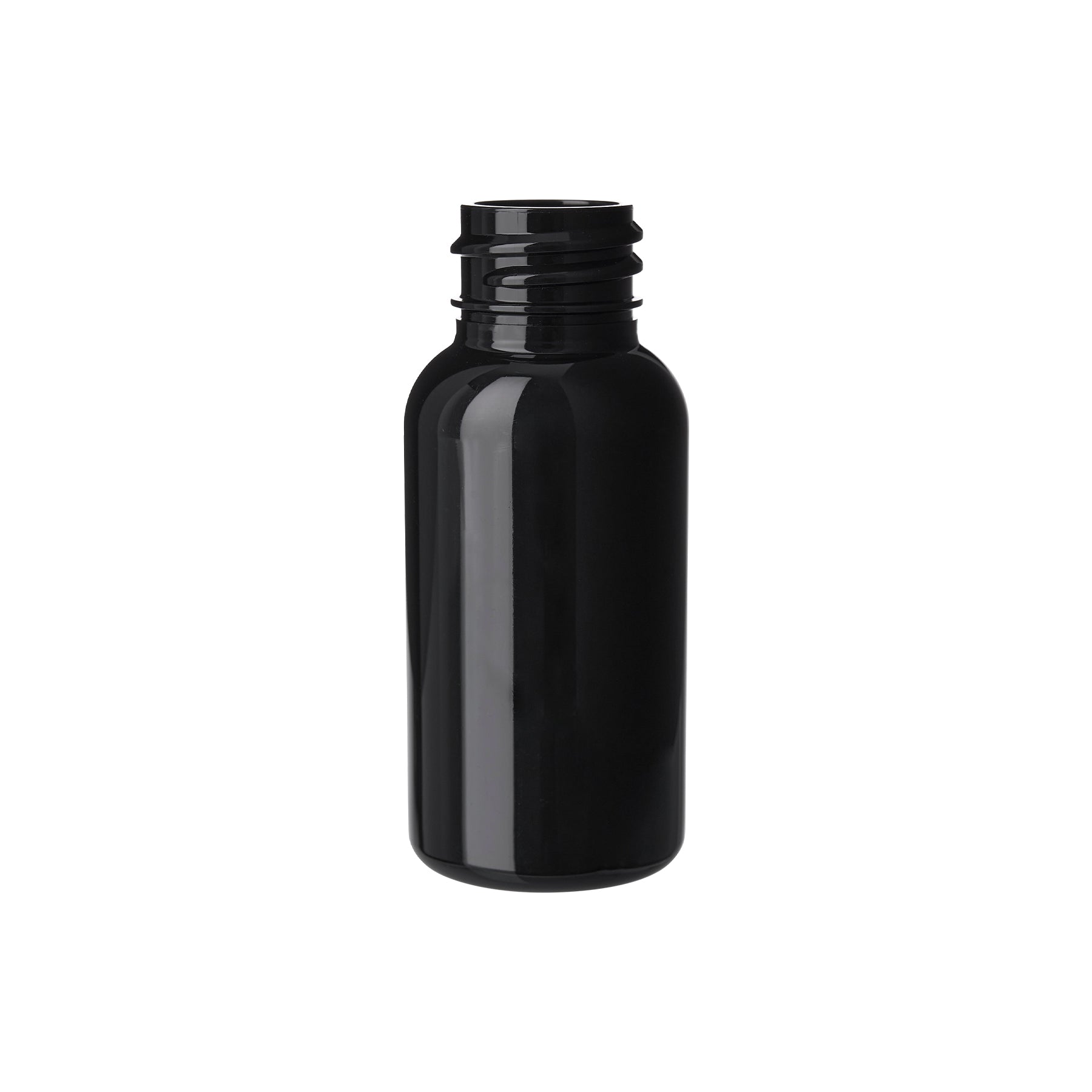 1 oz Black PET Plastic Boston Round Bottle 20-410 Neck Finish (Copy)