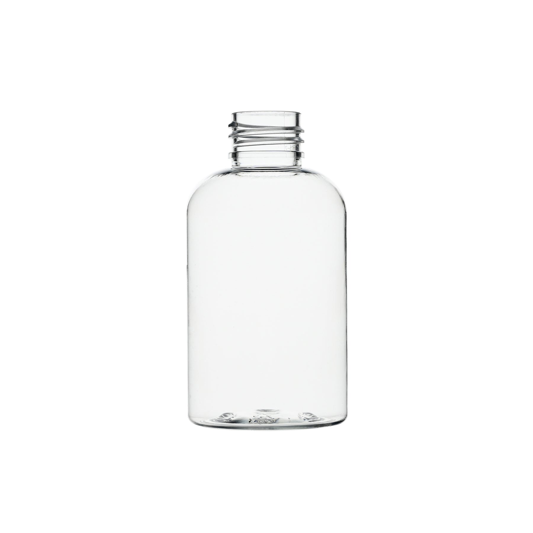 4 oz Clear PET Plastic Squat Boston Round Bottles 24-410 Neck Finish