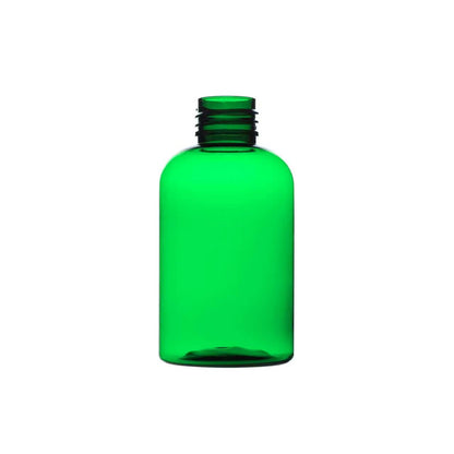 4 oz Green PET Plastic Squat Boston Round Bottles 24-410 Neck Finish