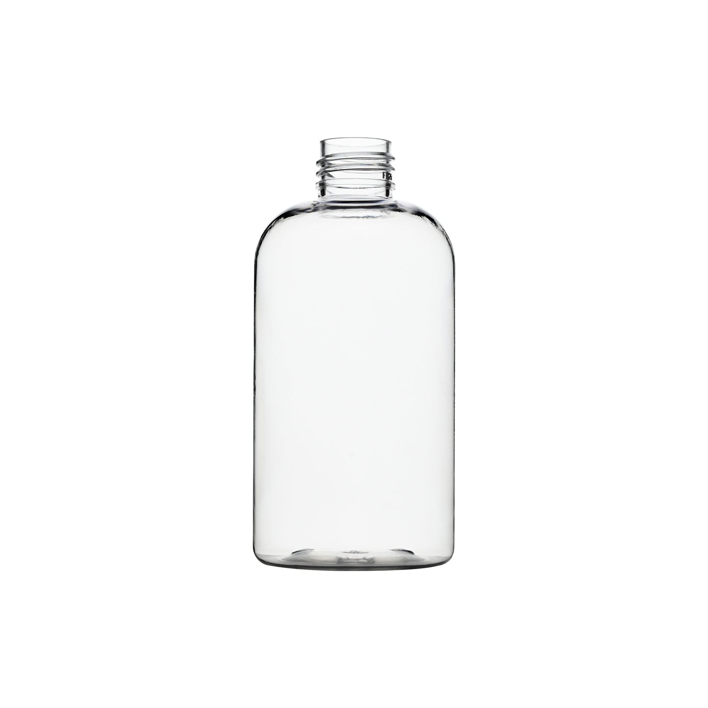 8 oz PET Plastic Squat Boston Round Bottles 24-410 Neck Finish