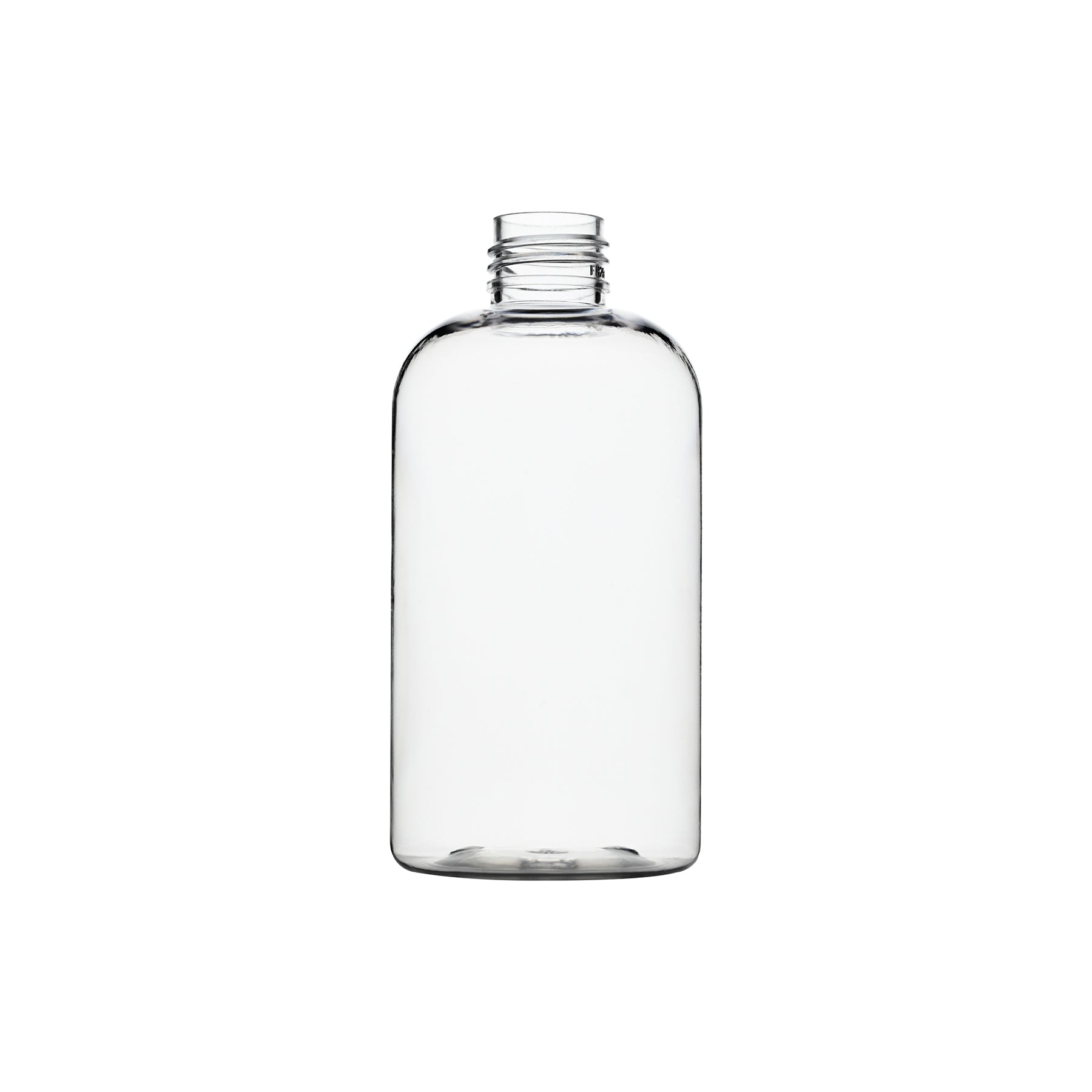 8 oz PET Plastic Squat Boston Round Bottles 24-410 Neck Finish