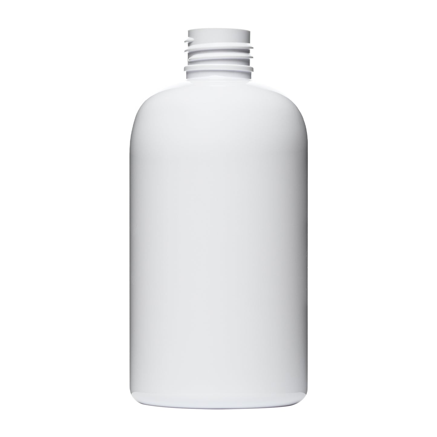 8 oz White PET Plastic Squat Boston Round Bottles 24-410 Neck Finish