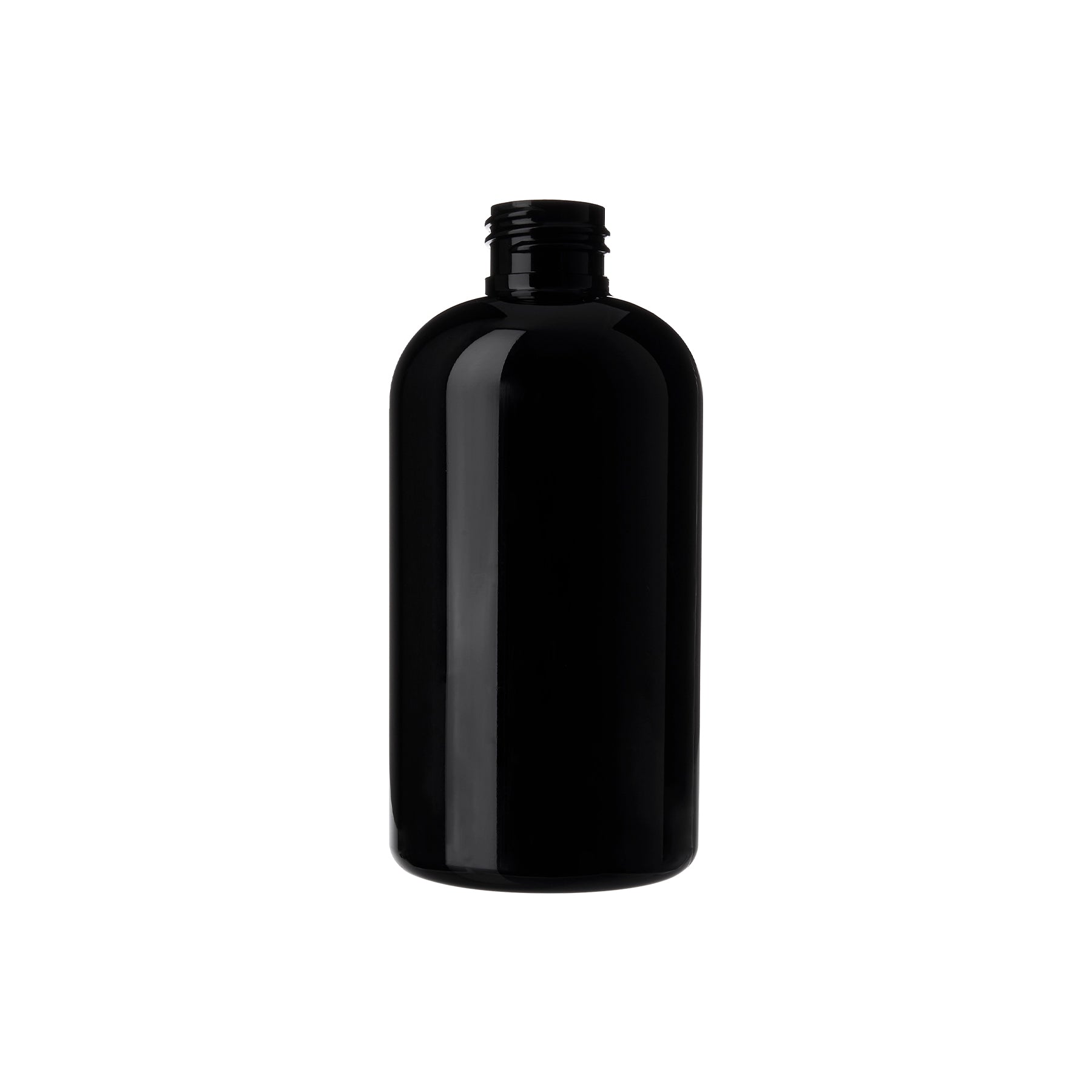 8 oz PET Plastic Squat Boston Round Bottles 24-410 Neck Finish