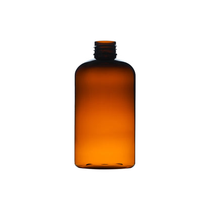 8 oz PET Plastic Squat Boston Round Bottles 24-410 Neck Finish