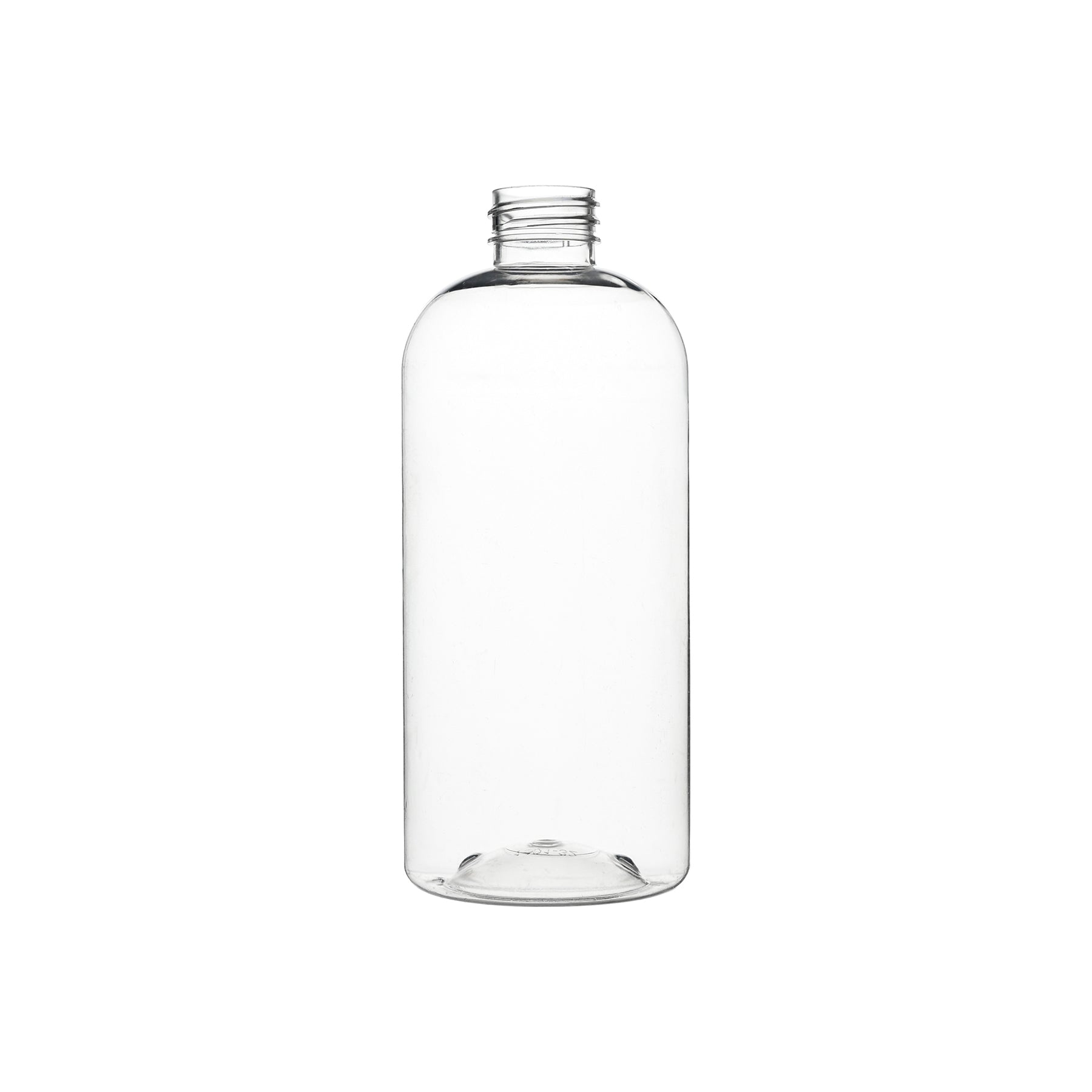 16 oz PET Plastic Squat Boston Round Bottle 28-410 Neck Finish