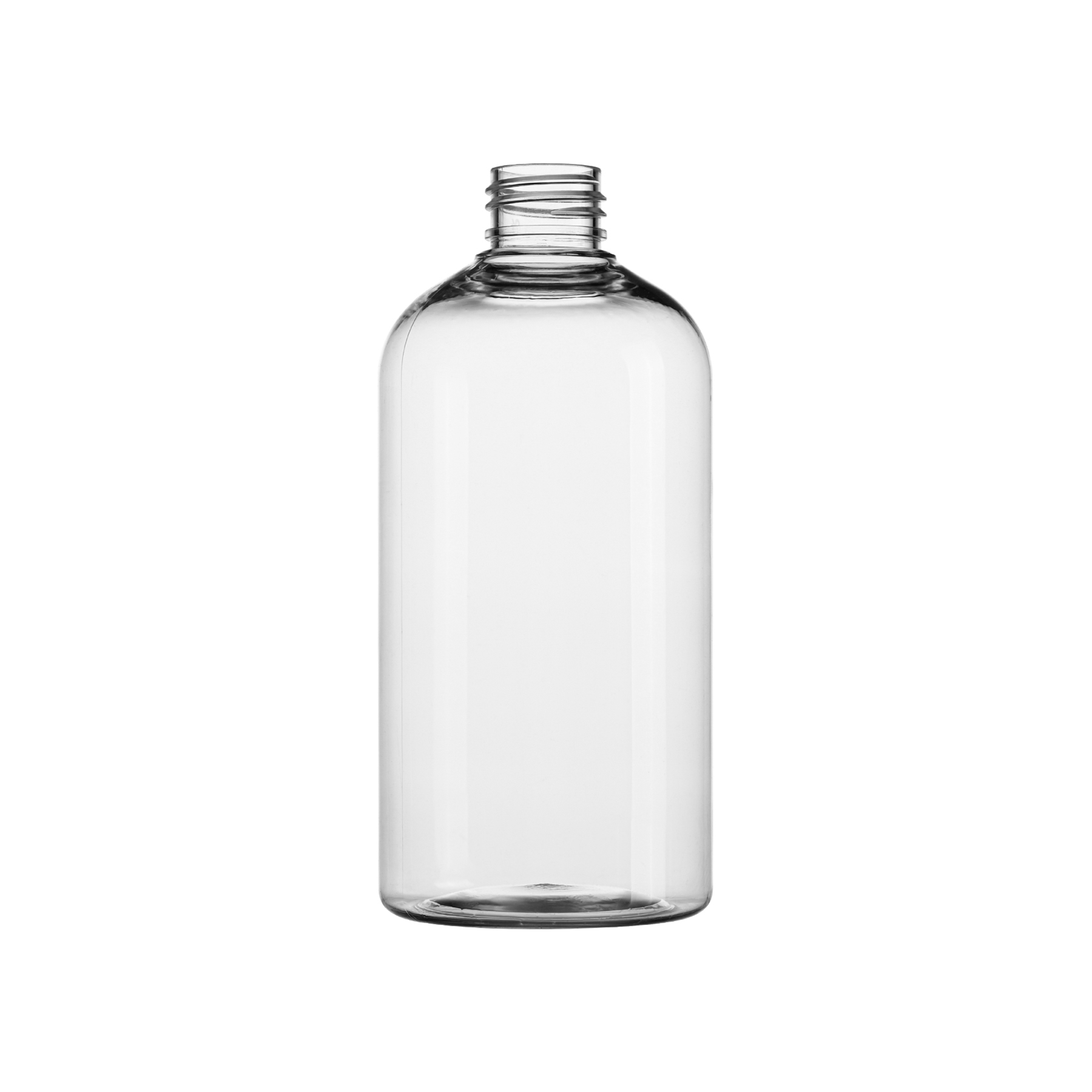 12 oz Clear PET Boston Round Bottle with 24-400 Neck Finish