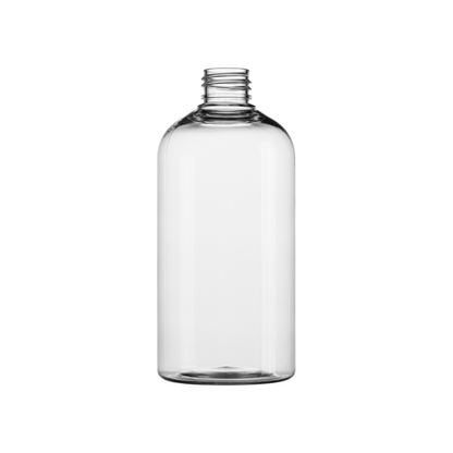 12 oz Clear PET Boston Round Bottle with 24-400 Neck Finish