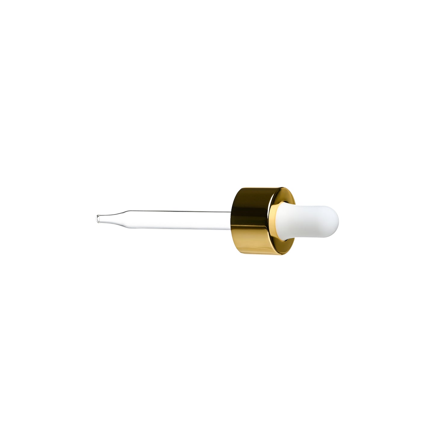 20-400 Shiny Gold Dropper with Glossy White Rubber Bulb 76mm Straight Glass Pipette