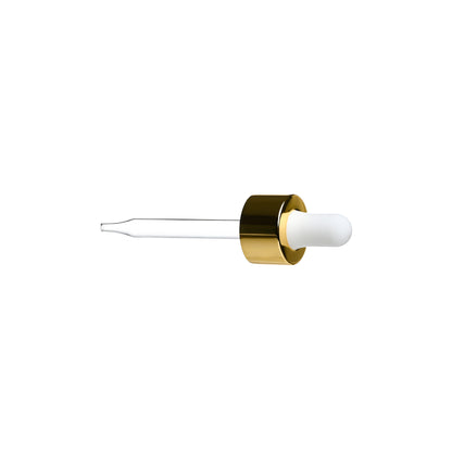 20-400 Shiny Gold Dropper with Glossy White Rubber Bulb 76mm Straight Glass Pipette