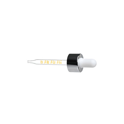 20-400 Shiny Silver Dropper with Glossy White Rubber Bulb 76mm Straight Medical Graduated Glass Pipette