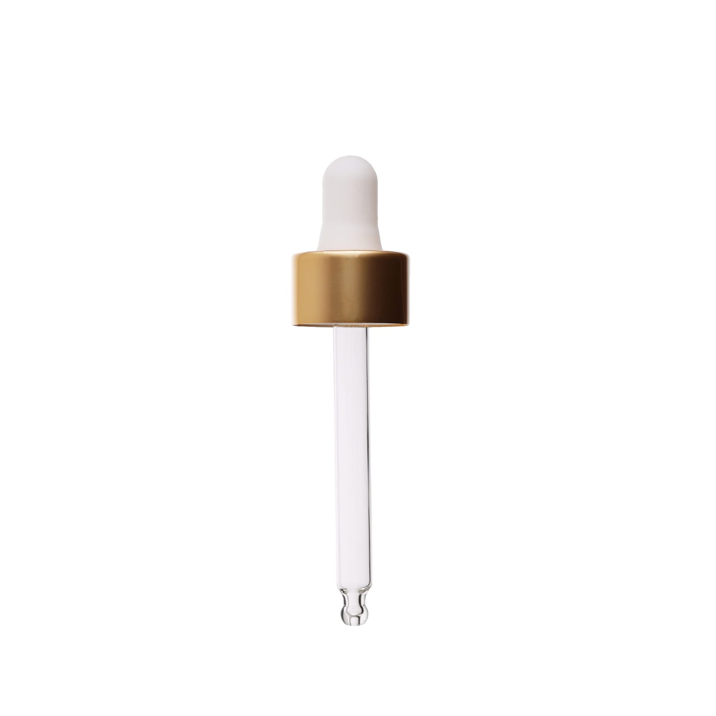20-400 Matte Gold Dropper with Matte White Rubber Bulb 76mm Bulb Tip Glass Pipette