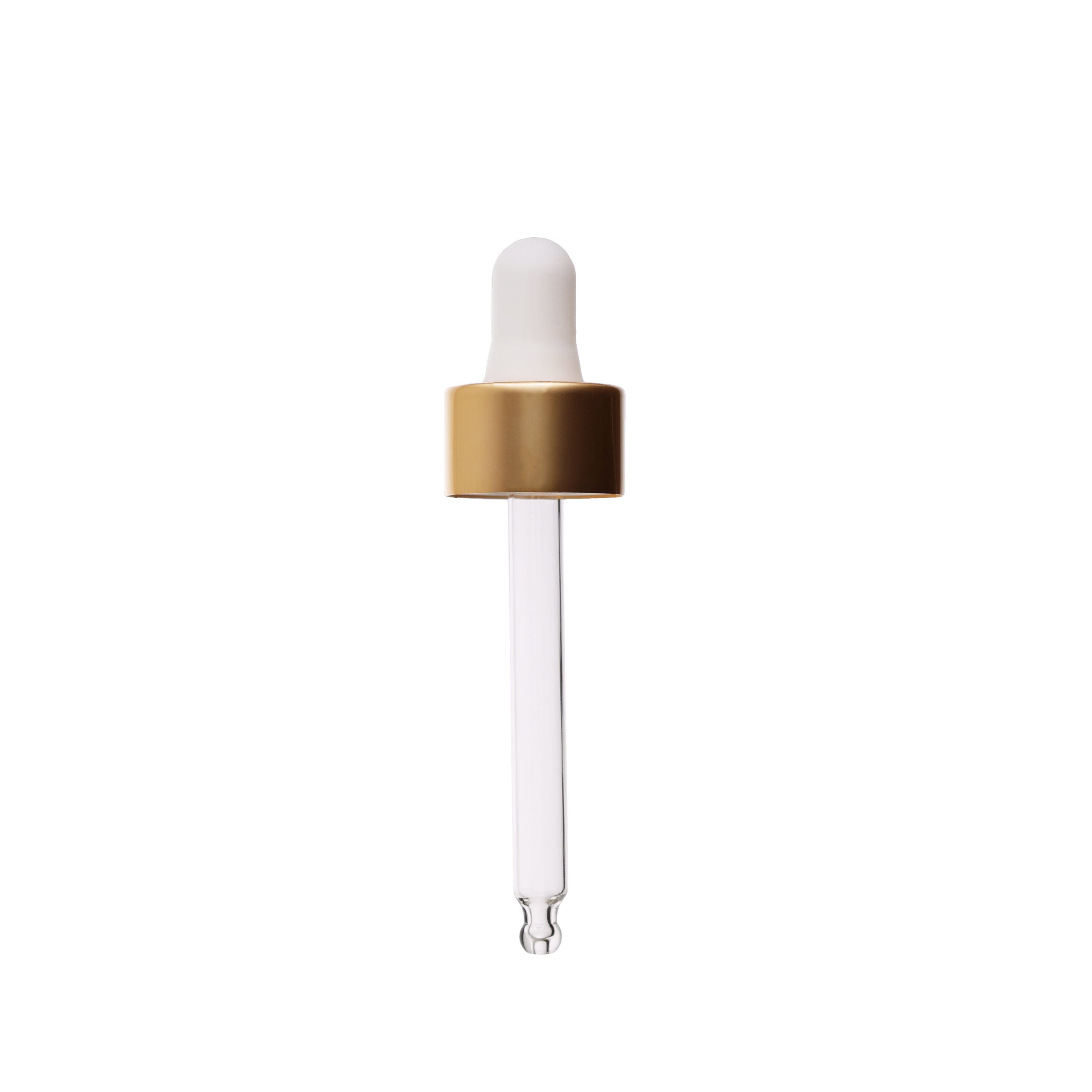20-400 Matte Gold Dropper with Matte White Rubber Bulb 76mm Bulb Tip Glass Pipette