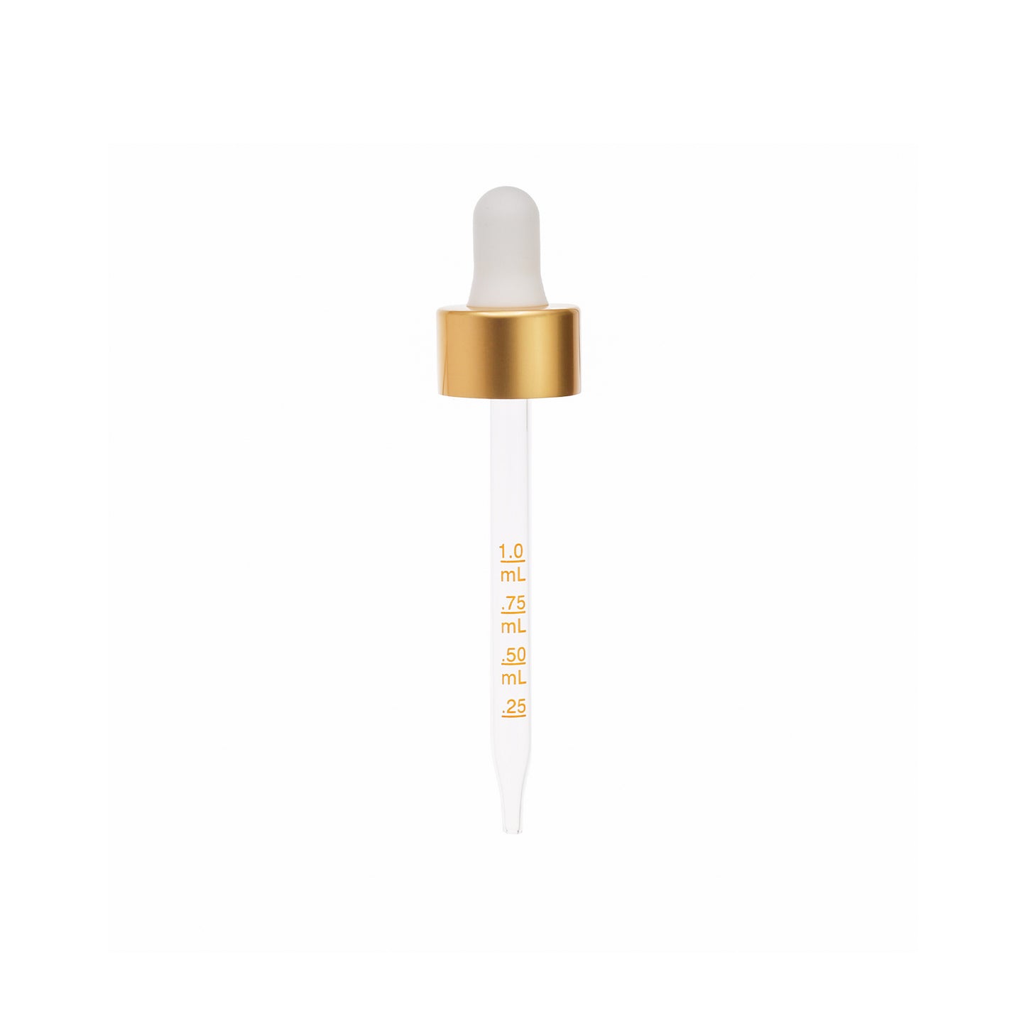 20-400 Matte Gold Dropper with Matte White Rubber Bulb 91mm Straight Graduated Medical Glass Pipette