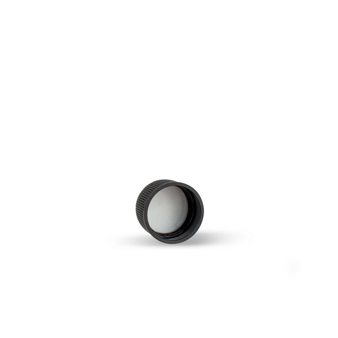 20-400 Black Plastic Screw Top Cap with Polyethylene Foam Liner