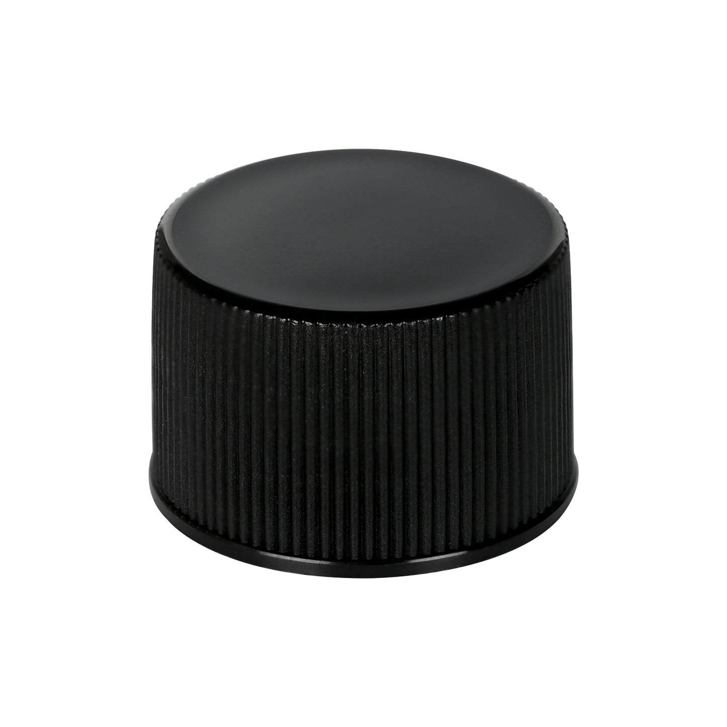24-410 Black PP Plastic Ribbed Screw Top Cap with Liner