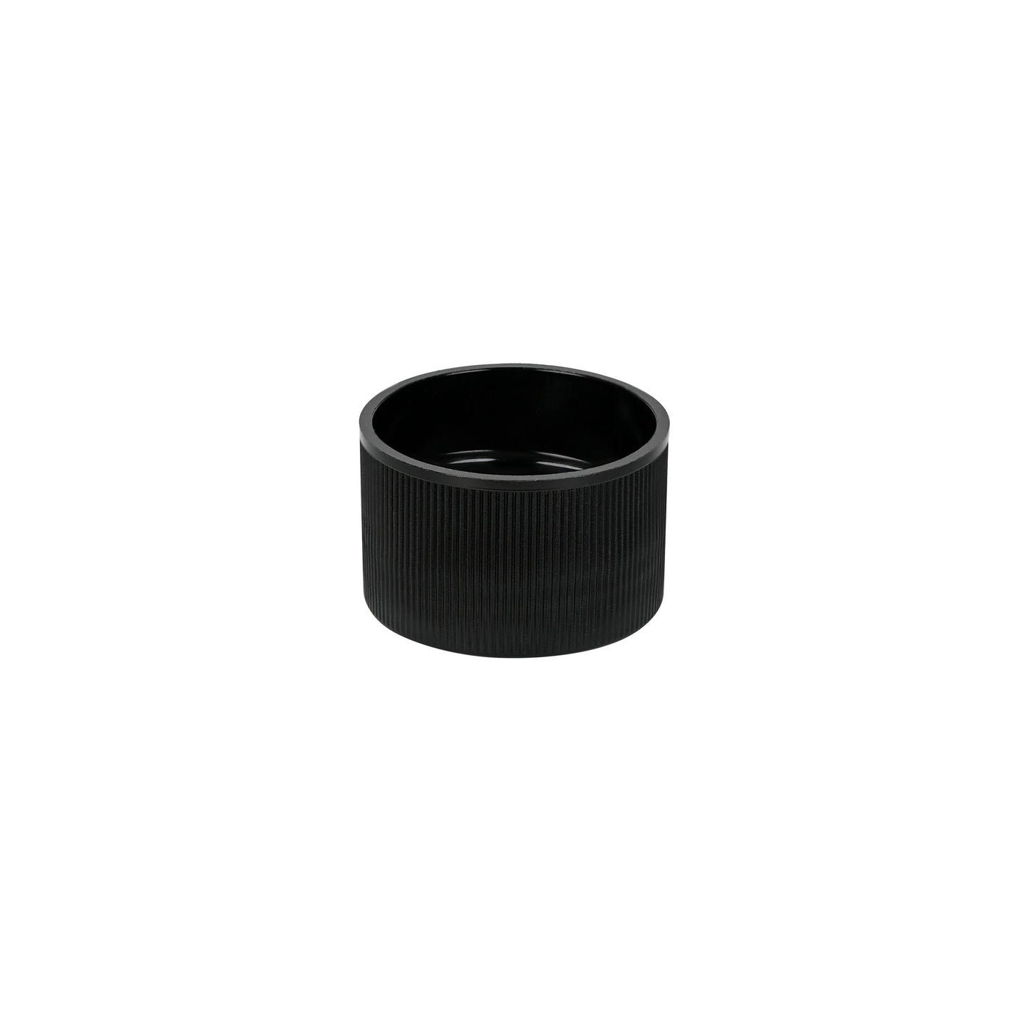 28-410 Black 30% PCR Plastic Ribbed Screw Top Cap with Universal HIS Liner