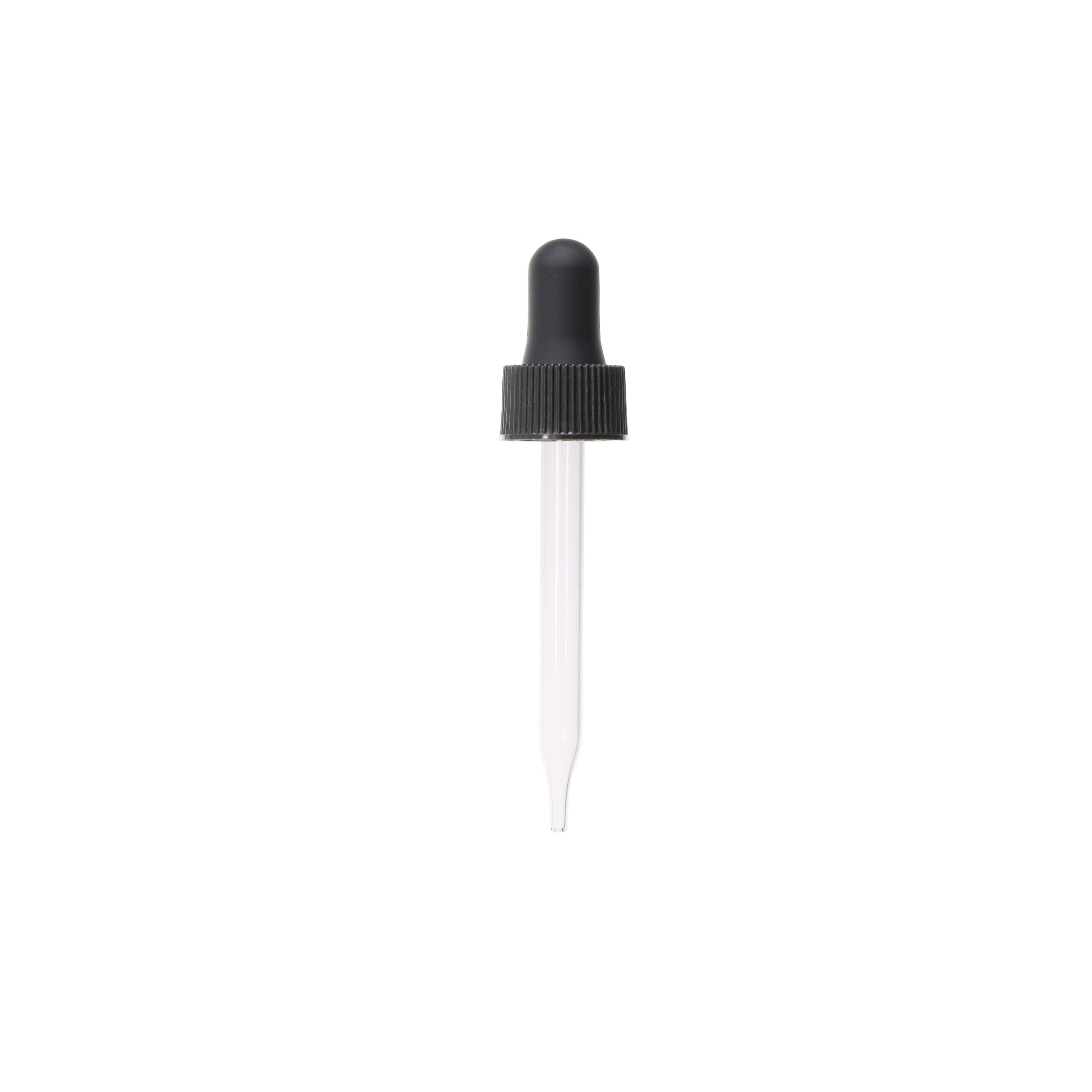 18-400 Black PP Ribbed Skirt Dropper With 77mm Straight GLASS Pipette ...