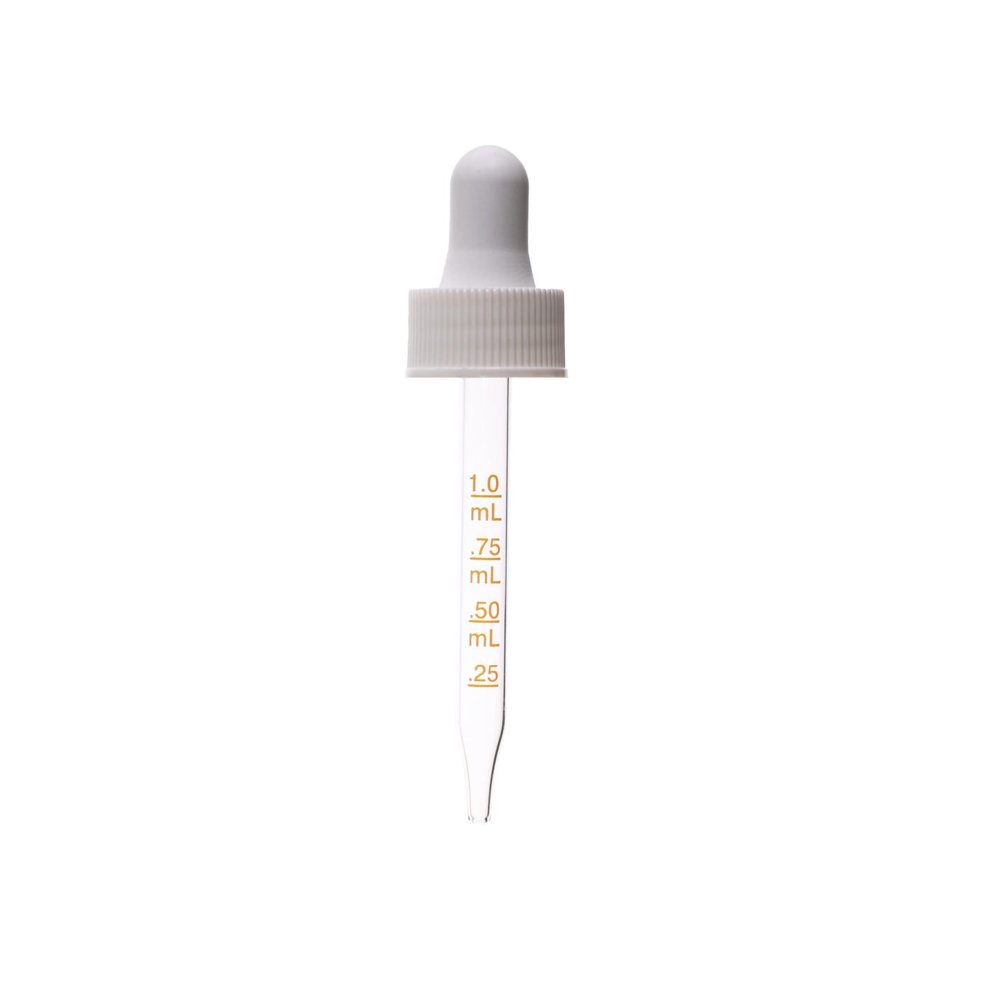 20-400 White PP Plastic Ribbed Skirt Dropper NRB with 76mm Straight Medical Graduated Glass Pipette