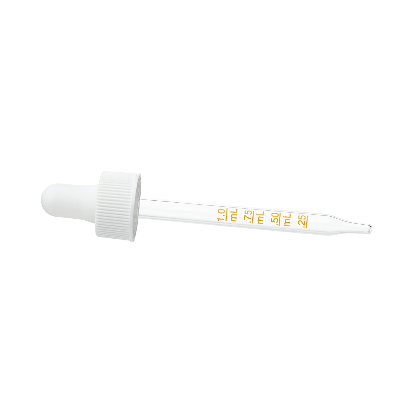 20-400 White PP Plastic Ribbed Skirt Dropper Long Bulb with 91mm Straight Medical Graduated Glass Pipette