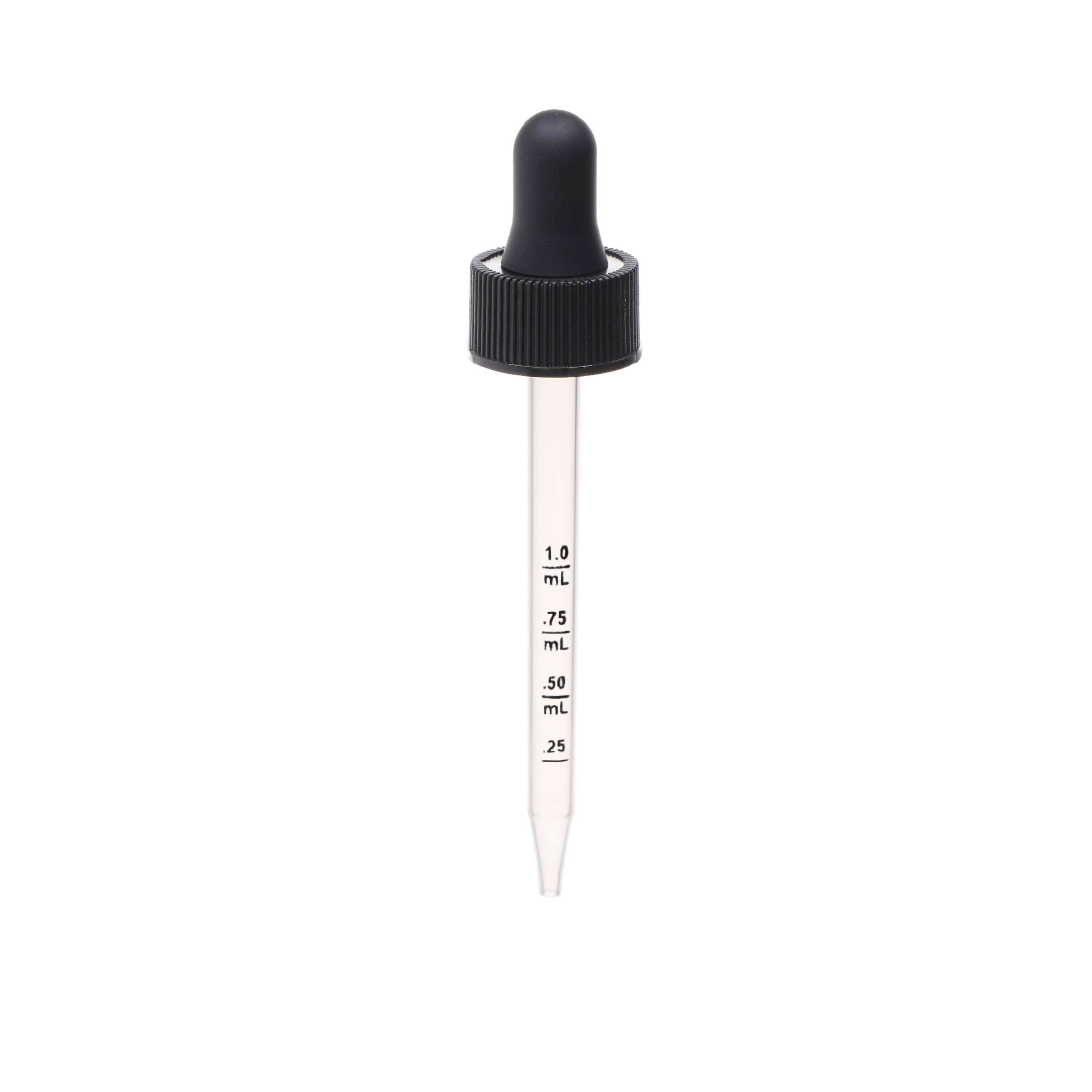 20-400 Black Ribbed PP Graduated Dropper With 91mm Straight Pipette ...