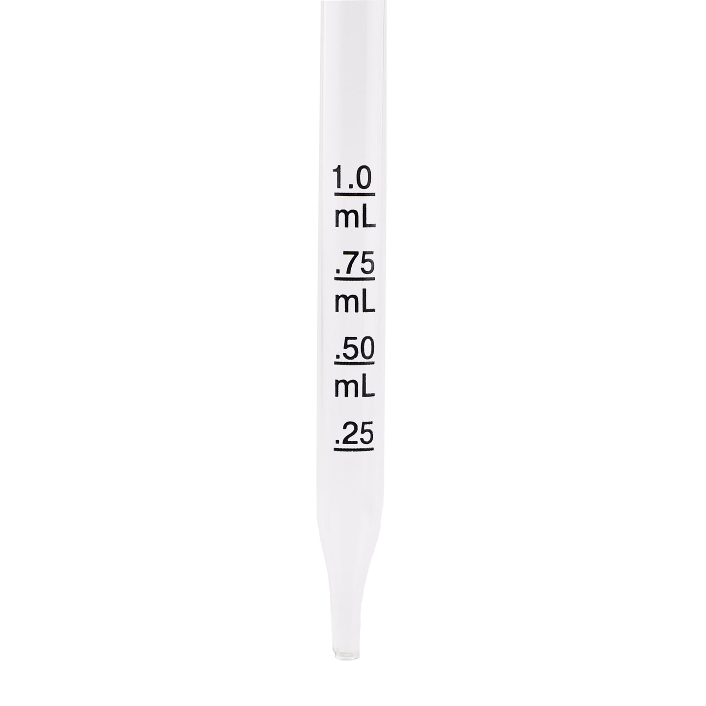 20-400 Black PP Plastic Ribbed Skirt Dropper with 91mm Straight Graduated Glass Pipette x1400