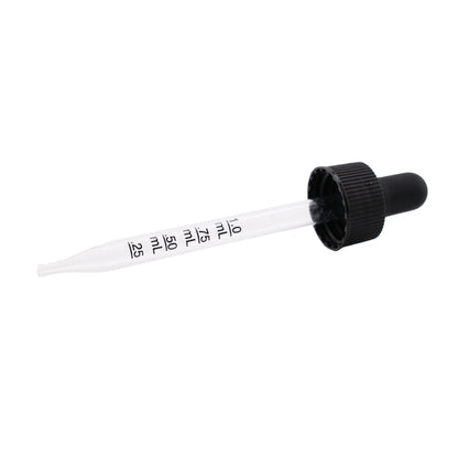20-400 Black PP Plastic Ribbed Skirt Dropper with 91mm Straight Graduated Glass Pipette x1400