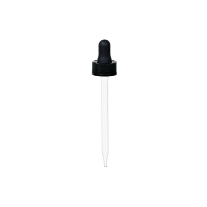 24-400 Black PP Plastic Ribbed Skirt Dropper with 110 mm Straight Glass Pipette