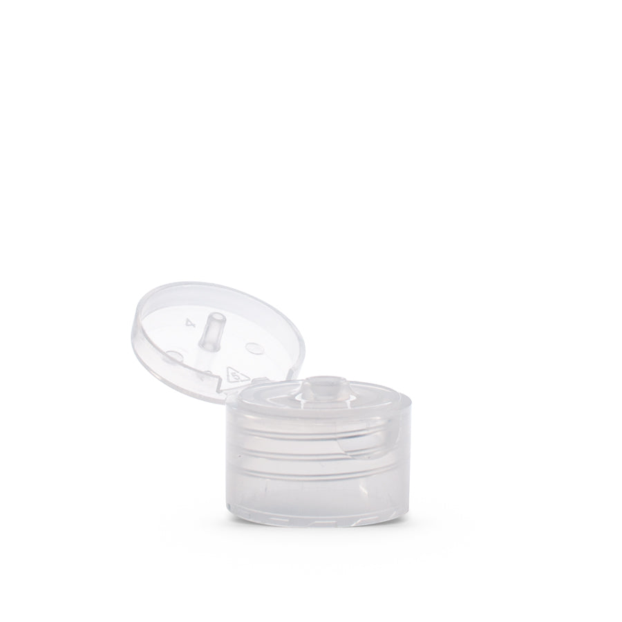 Clear Polypropylene 24-410 Smooth Skirt Hinged Flip Top Dispensing Cap Open