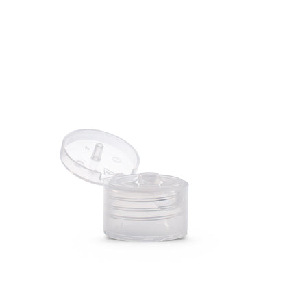 Clear Polypropylene 24-410 Smooth Skirt Hinged Flip Top Dispensing Cap Open