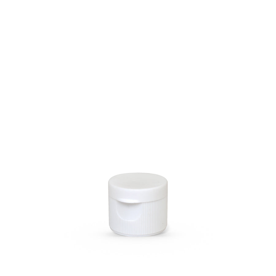 GB12-410-020 White Polypropylene 20-410 Ribbed Skirt Hinged Flip Top Dispensing Cap 2