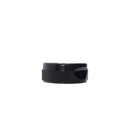 Closed cap view of 38-400 Black PP Plastic Ribbed Flip Top Spice Cap