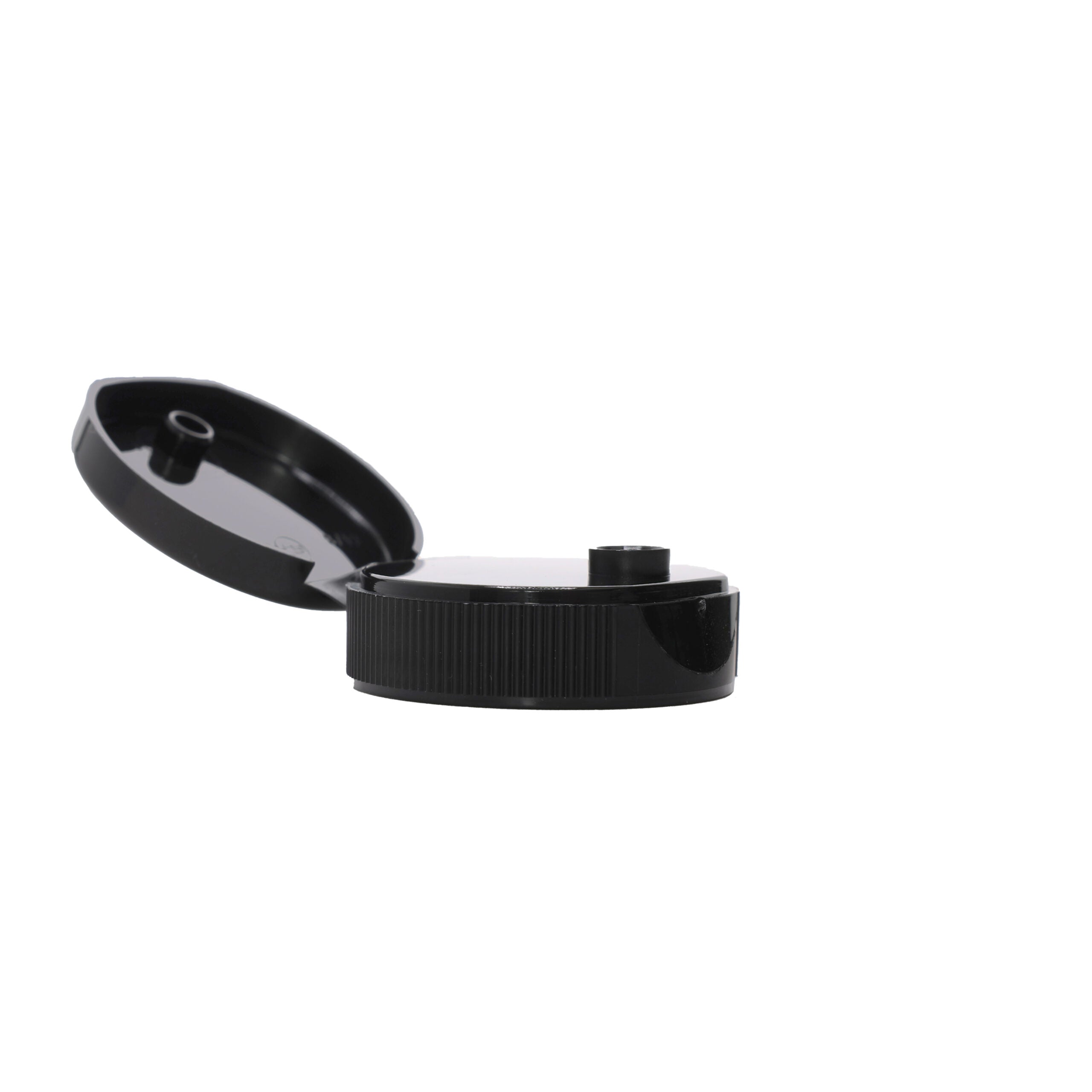 38-400 Black PP Plastic Ribbed Flip Top Cap