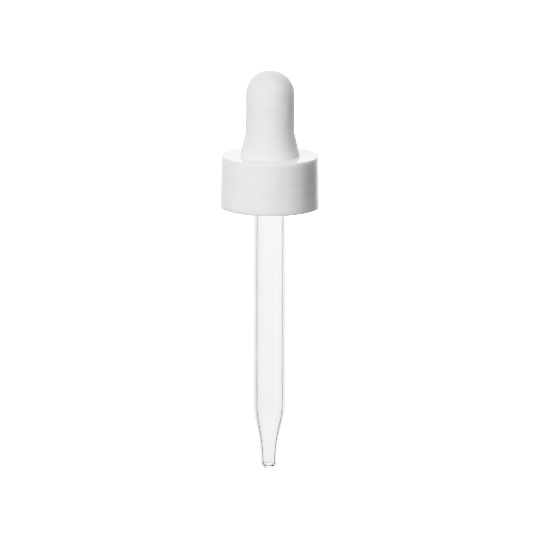 20-400 White PP Plastic Smooth Skirt Dropper with 76mm Straight Glass Pipette
