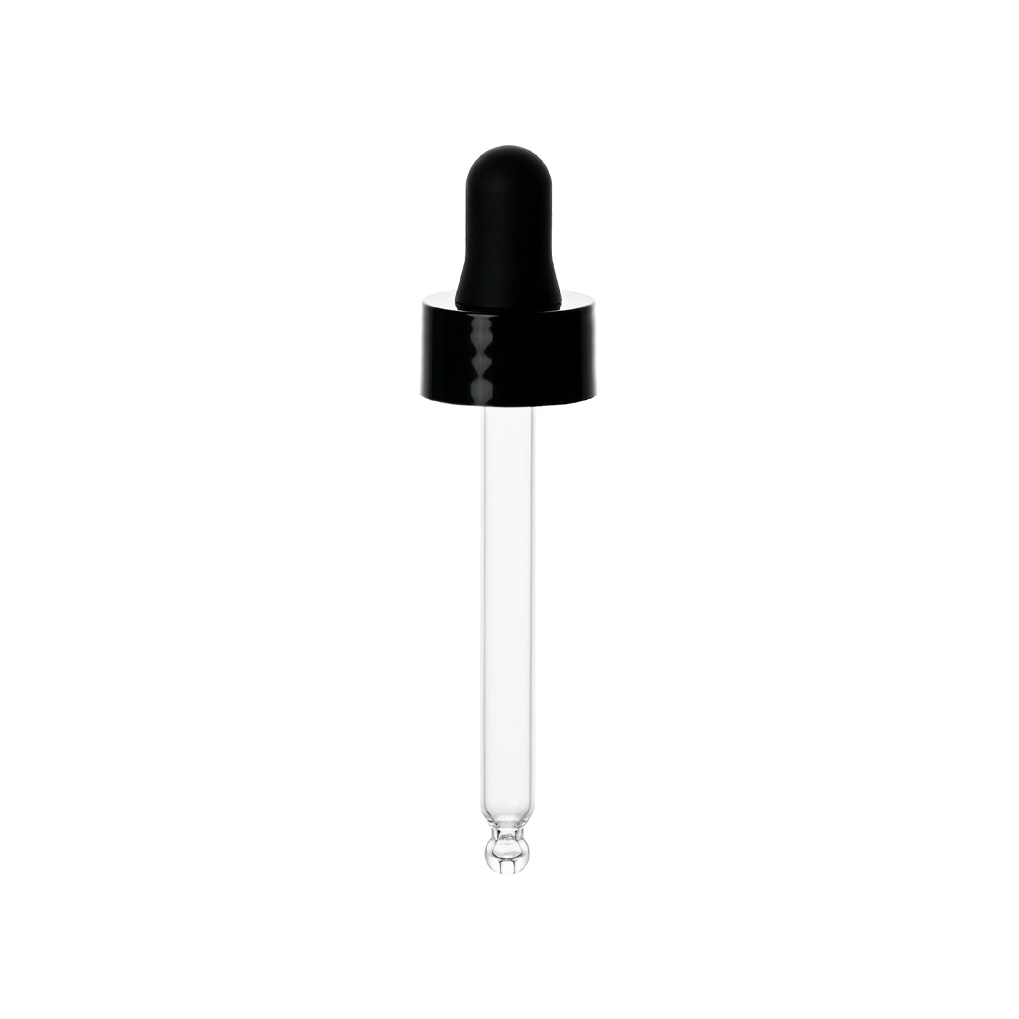 20-400 Black PP Plastic Smooth Skirt Dropper with 76 mm Round Tip Glass Pipette