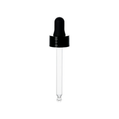 20-400 Black PP Plastic Smooth Skirt Dropper with 76 mm Round Tip Glass Pipette