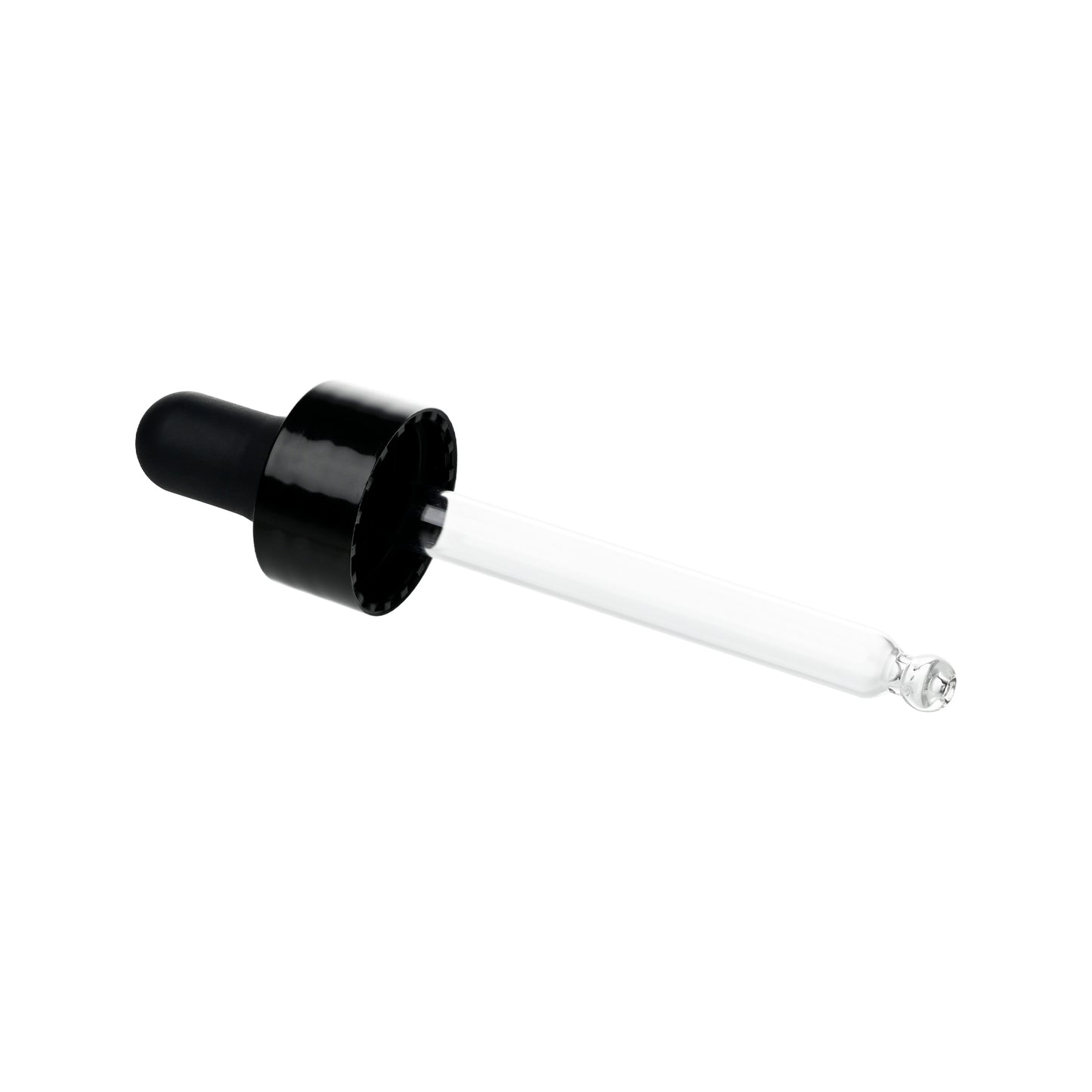 20-400 Black PP Plastic Smooth Skirt Dropper with 76 mm Round Tip Glass Pipette
