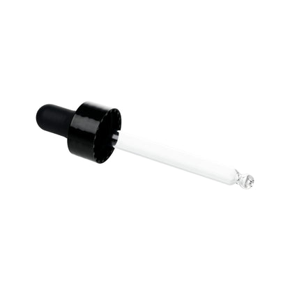 20-400 Black PP Plastic Smooth Skirt Dropper with 76 mm Round Tip Glass Pipette
