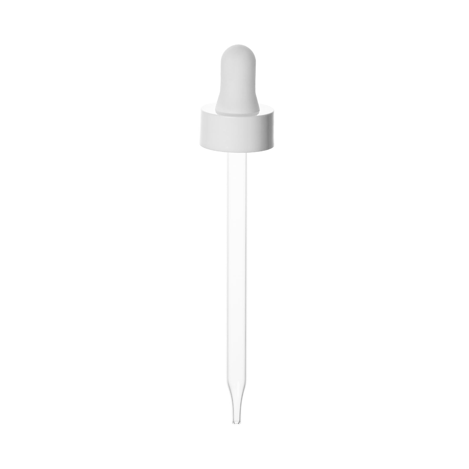 22-400 White PP Plastic Smooth Skirt Dropper with 110mm Straight Glass Pipette