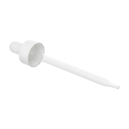 22-400 White PP Plastic Smooth Skirt Dropper with 110mm Straight Glass Pipette