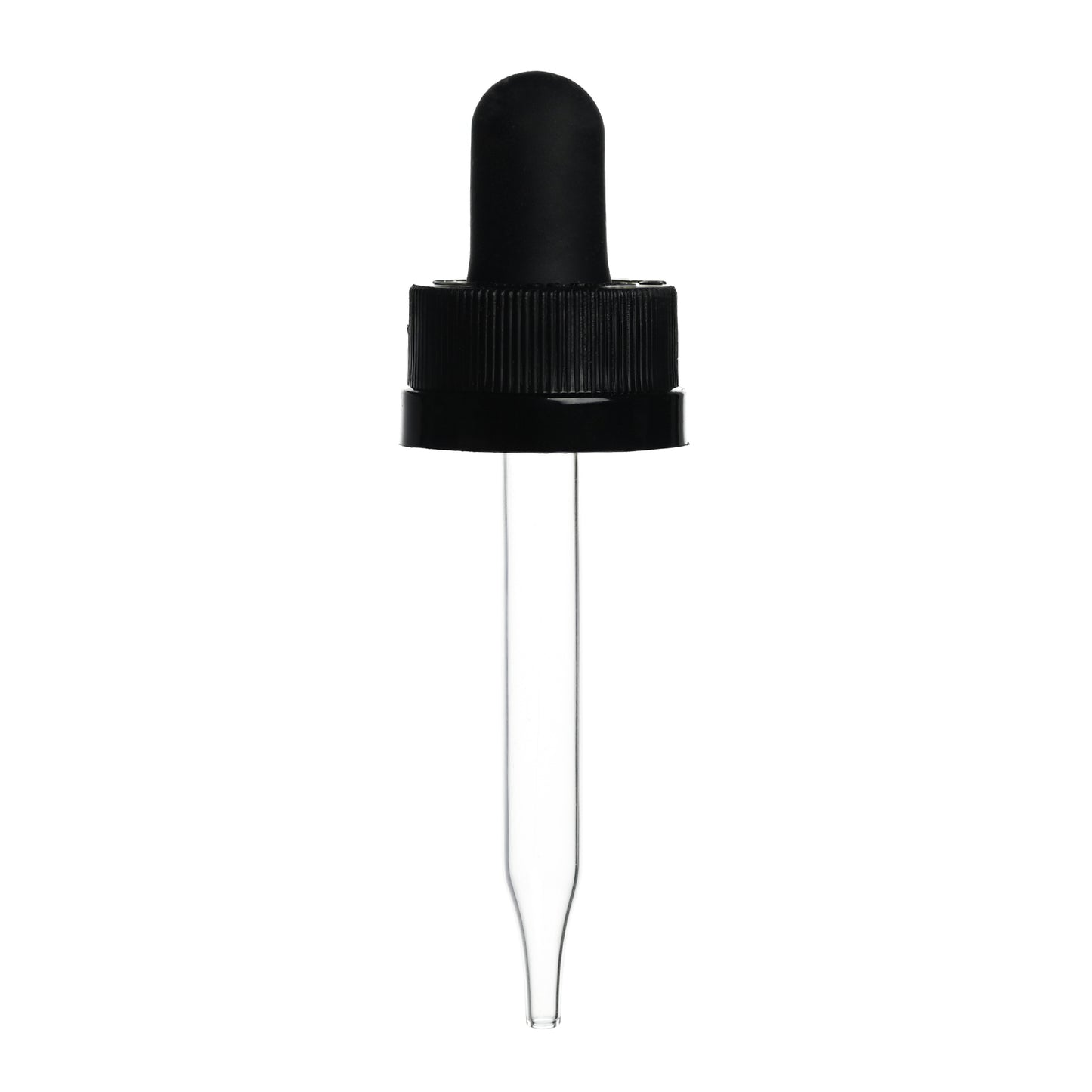 18-400 Black PP Plastic Child Resistant Dropper with 66mm/65mm Straight Glass Pipette