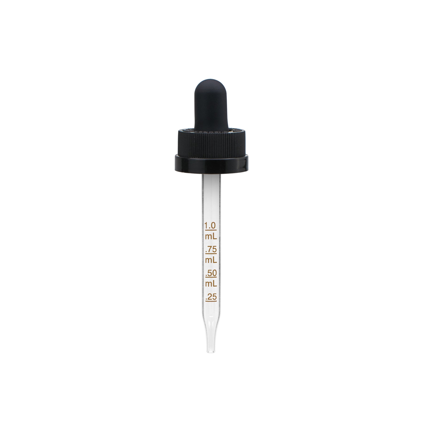 20-400 Black PP Plastic Child Resisitant Dropper with 76 mm Straight Medical Graduated Glass Pipette