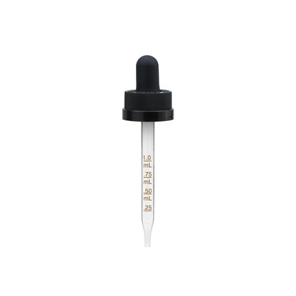 20-400 Black PP Plastic Child Resisitant Dropper with 76 mm Straight Medical Graduated Glass Pipette