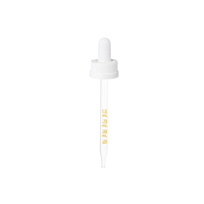 20-400 White PP Plastic Child Resistant Dropper with Long Bulb 91 mm Straight Medical Graduated Glass Pipette