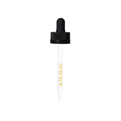 20-400 Black PP Plastic Child Resisitant Dropper with 91 mm Straight Medical Graduated Glass Pipette