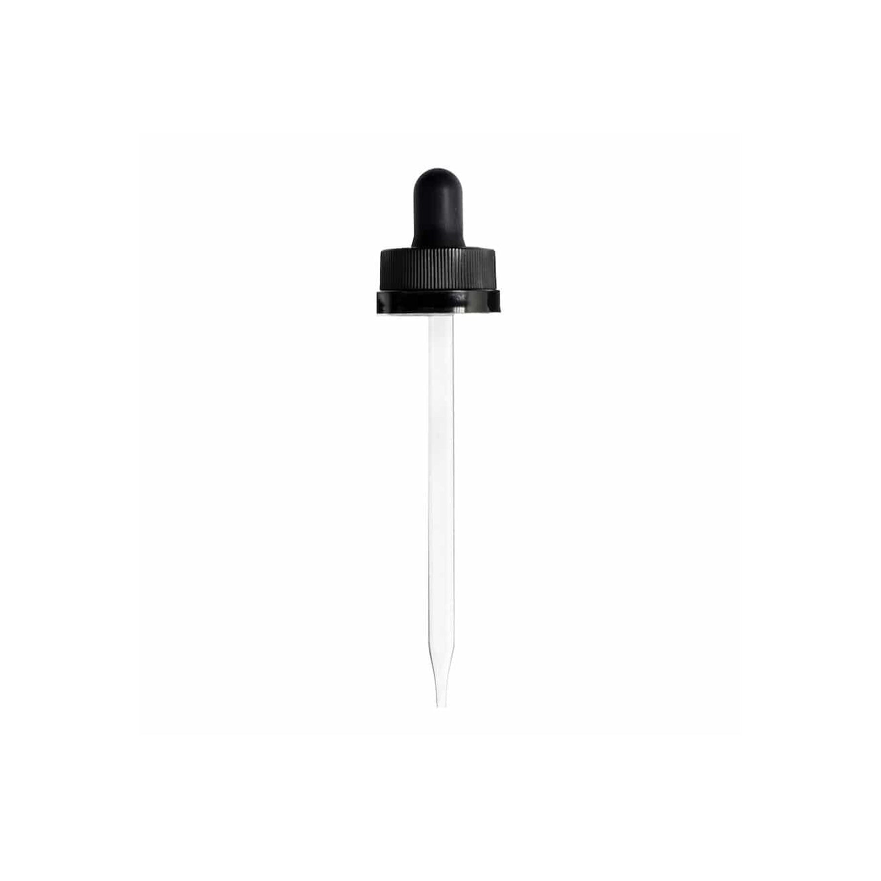 22-400 Black PP Plastic Child Resistant Dropper with 109 mm Straight Glass Pipette