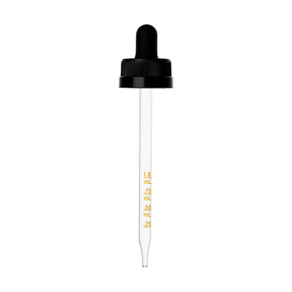 22-400 Black PP Plastic Child Resistant Dropper with 109mm Straight Medical Graduated Glass Pipette
