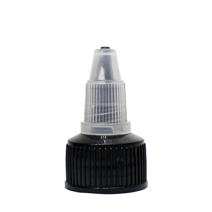 20-400 Black/Natural LDPE Ribbed Skirt Twist Open Dispensing Top