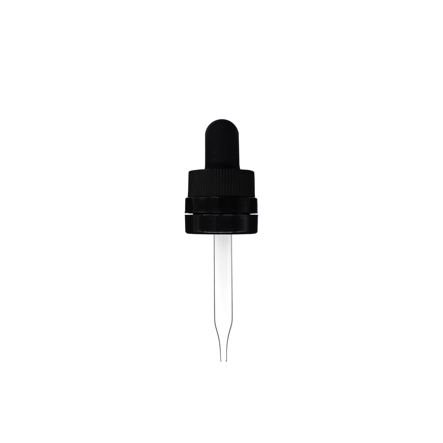 18-415 Black PP Plastic CRC and Tamper Evident Dropper with 65mm Straight Glass Pipette