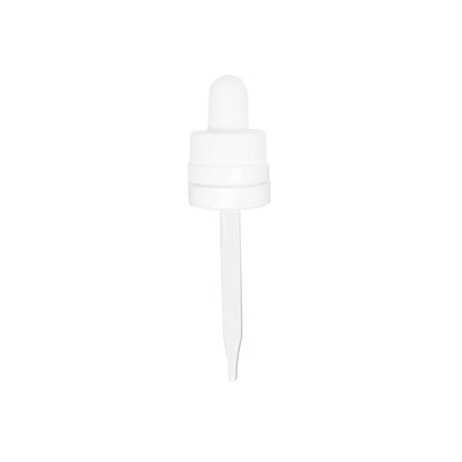 18-415 White PP Plastic CRC and Tamper Evident Dropper with 77mm Straight Glass Pipette